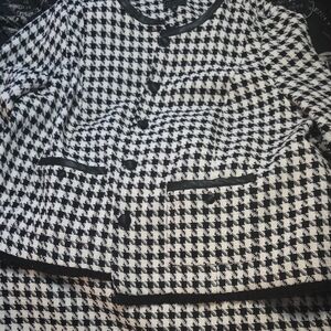 G by Giuliana Monochrome Houndstooth Jacket NWOT Skirt included.